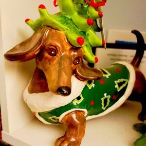 Large, ceramic dachshund Christmas tree statue